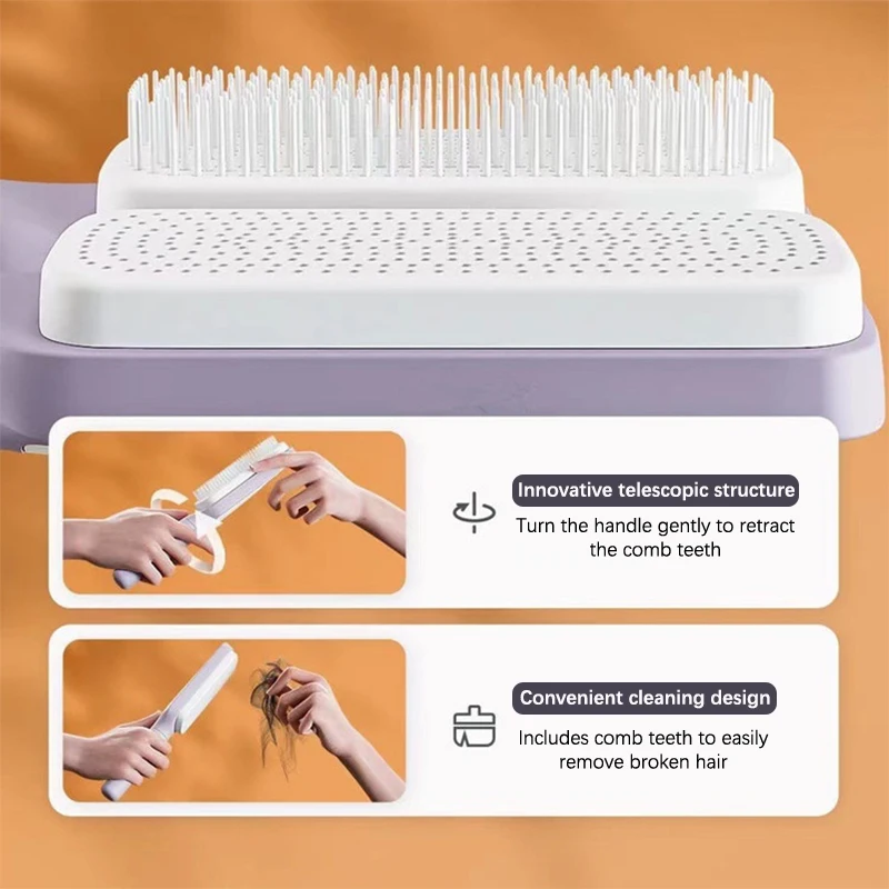 Massage Airbag Comb Straight Hair Comb Rotation Handles Cleaning Hair Loss Anti-Static Hairbrush Self Cleaning Comb For Women