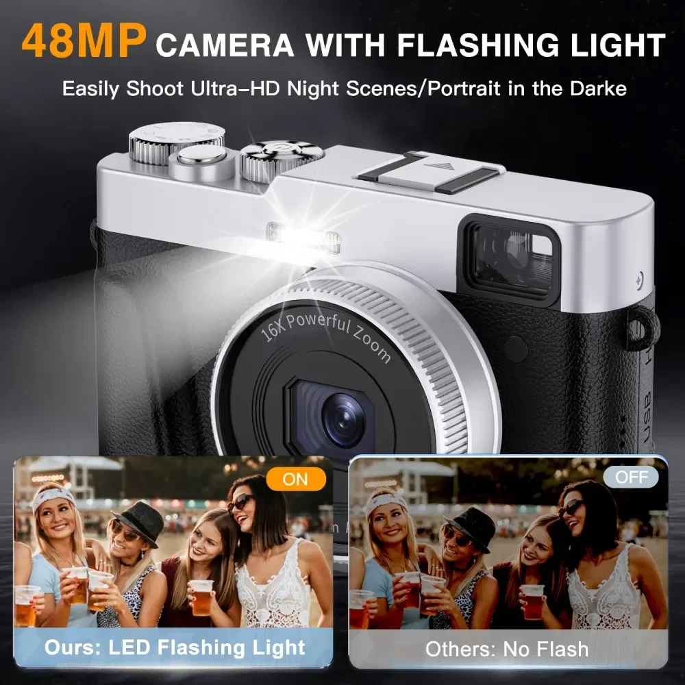4K HD Digital Camera Auto Focus 48MP Vlogging Shooting
