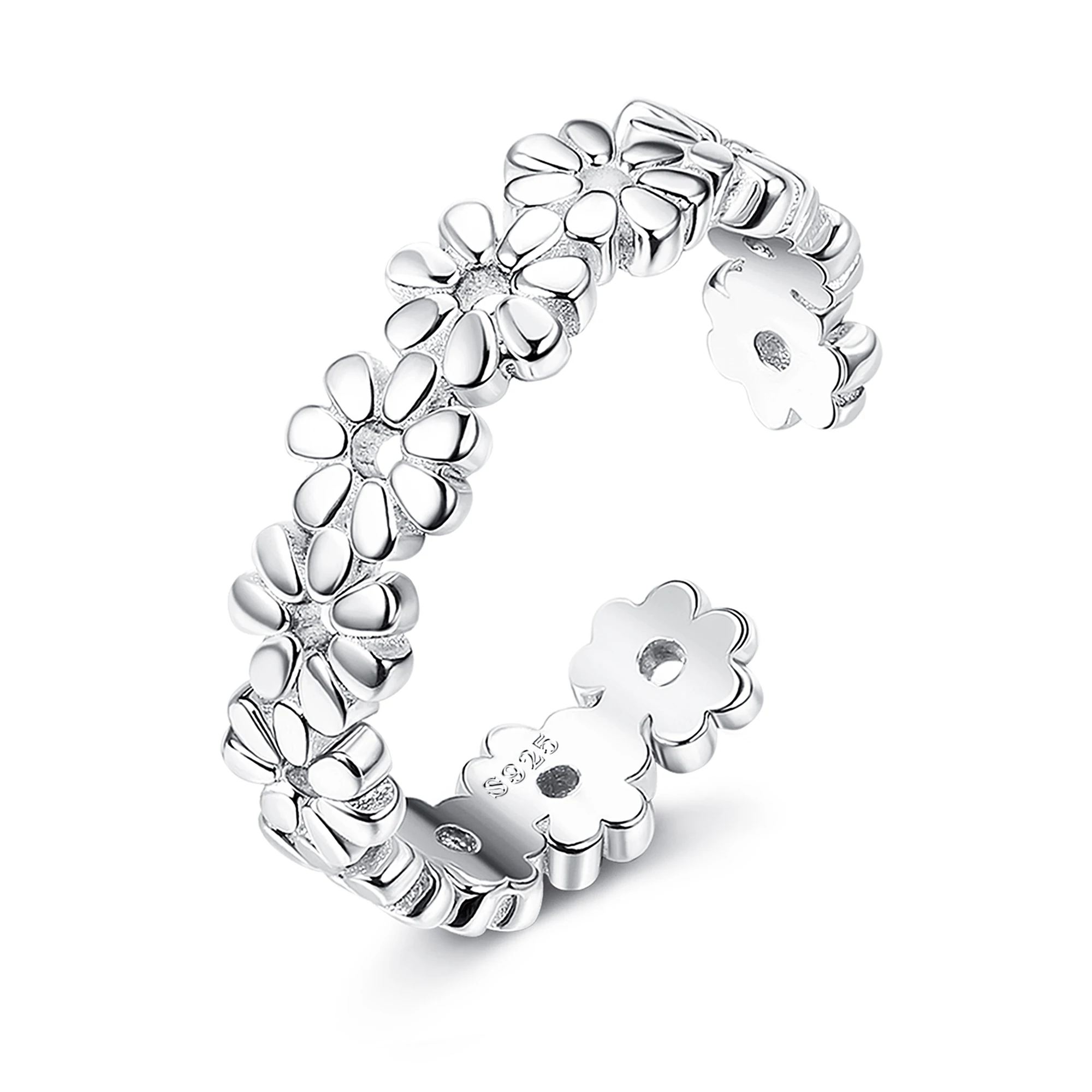 Fansilver S925 Sterling Silver Toe Rings for Women Adjustable 14K White Gold Plated Cz Summer Beach Open Toe Rings Foot Jewelry 2