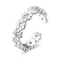 Fansilver S925 Sterling Silver Toe Rings for Women Adjustable 14K White Gold Plated Cz Summer Beach Open Toe Rings Foot Jewelry 2