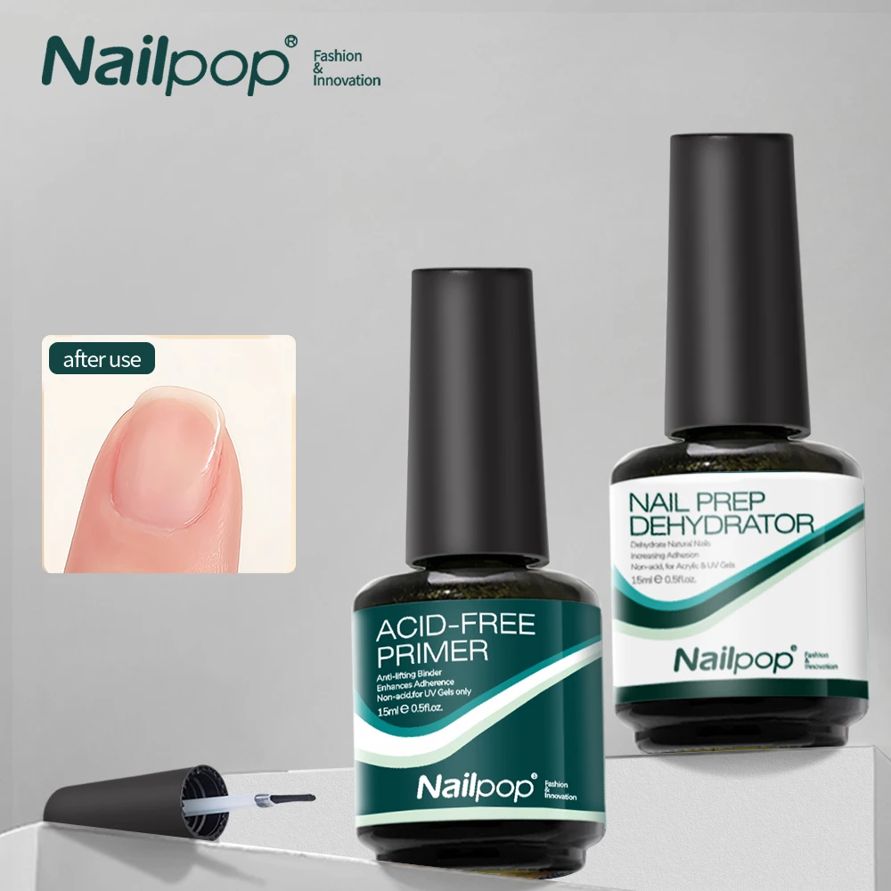 Nail Dehydrator Nailpop Acid Free Natural Nail Prep for Acrylic and UV Gel Polish Fast Dry Superior Bonding Set