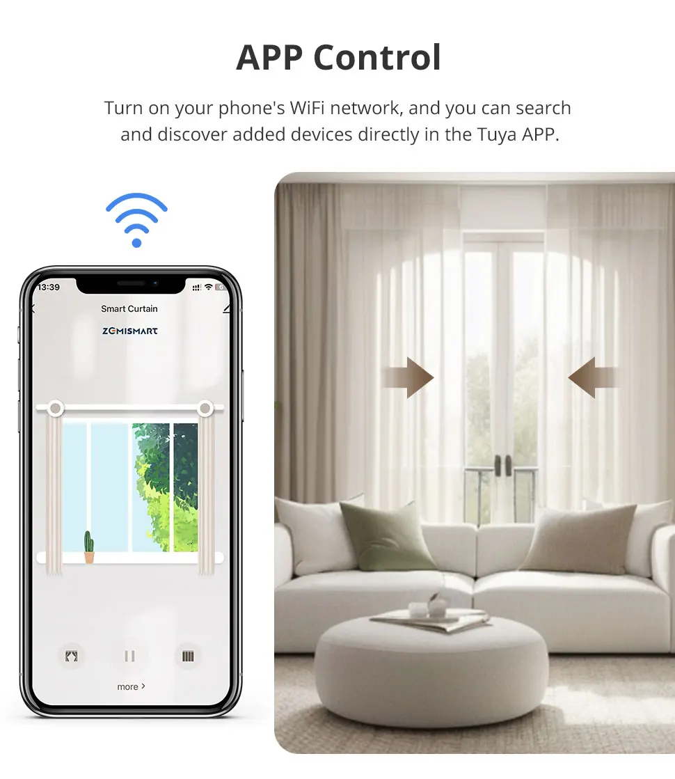 Zigbee WiFi Smart Curtain Motor for ZM87 Electric Curtain Track Sliding Rails Wo