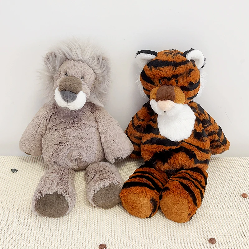 

35cm Cute Forest Plush Toy Children's Sleeping Mate Jungle Stuffed Lion Tiger Elephant Dog Giraffe Kawaii Doll