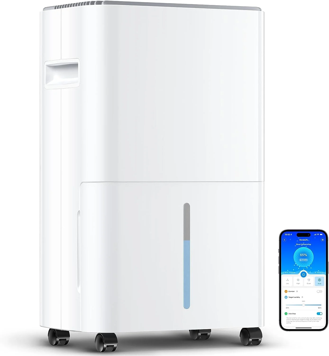 

Smart Dehumidifier for Basement Upgraded, Max 50 Pint Energy Star Certified WIFI Dehumidifier with Drain Hose for Continuous Dra