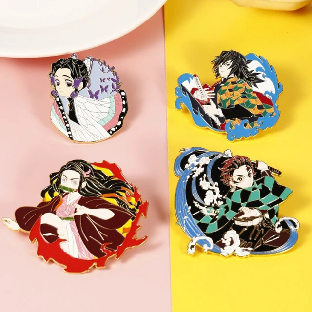 Demon Slayer Kochou Shinobu Tomioka Giyuu Kamado Tanjirou Enamel Pins  Brooch Collecting Metal Colorful Lapel Badges