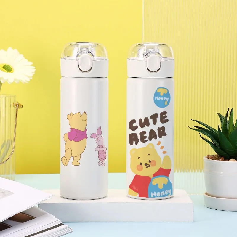 Winnie The Pooh Cartoon Animation Creative Insulated Cup Cute Simple High-Look Anti-Caduta Pop-Up Tazza Di Paglia Portatile Per Bambini