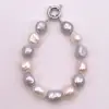 11mm Semi Baroque Irregular Bracelet Bangle White Grey Mixed Color Natural Freshwater Pearls Summer And Simple 6
