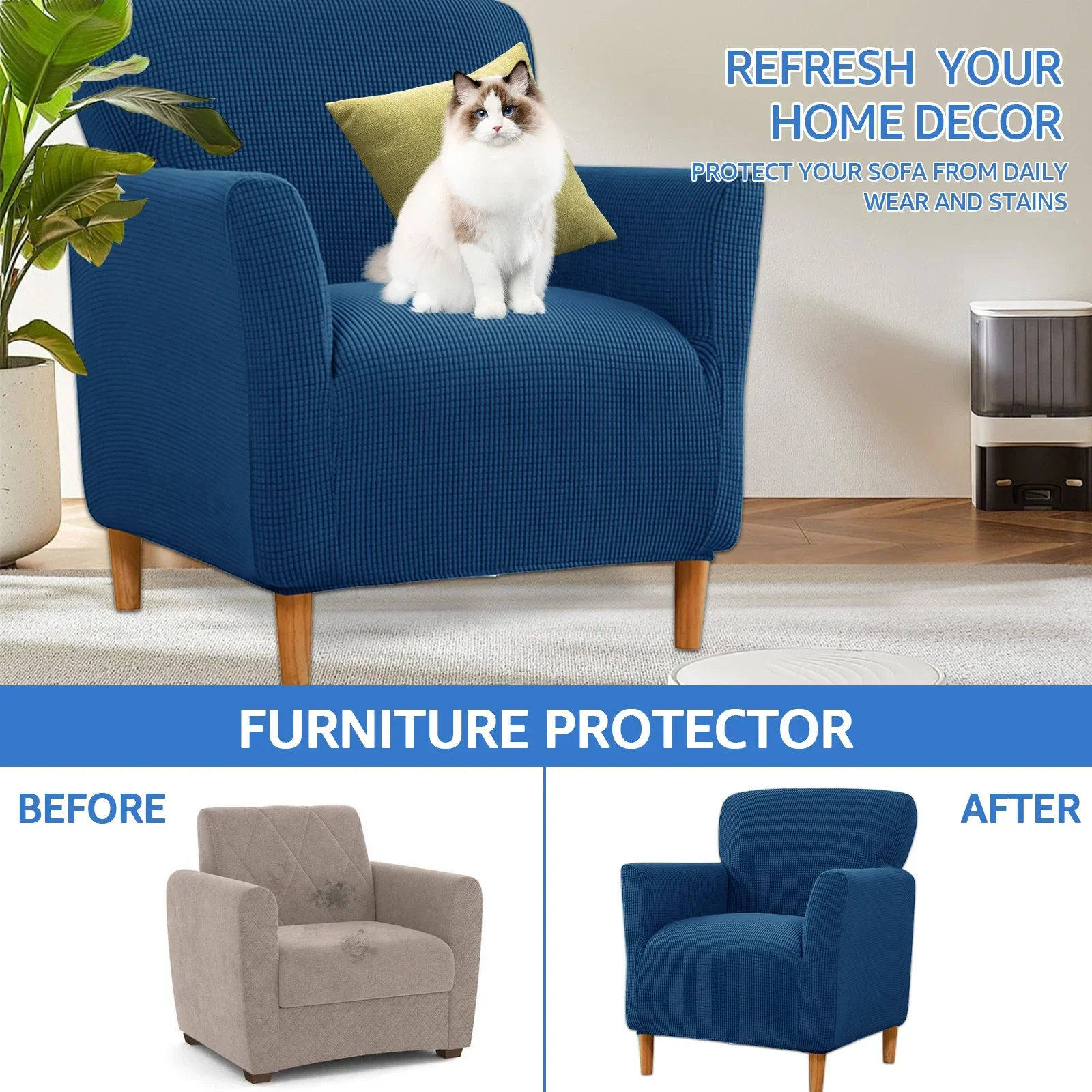 Stretch Sofa Armchair Slipcover Washable Single Sofa Seat Cover Easy-install Home Furniture All-Round Protection Cover NEW