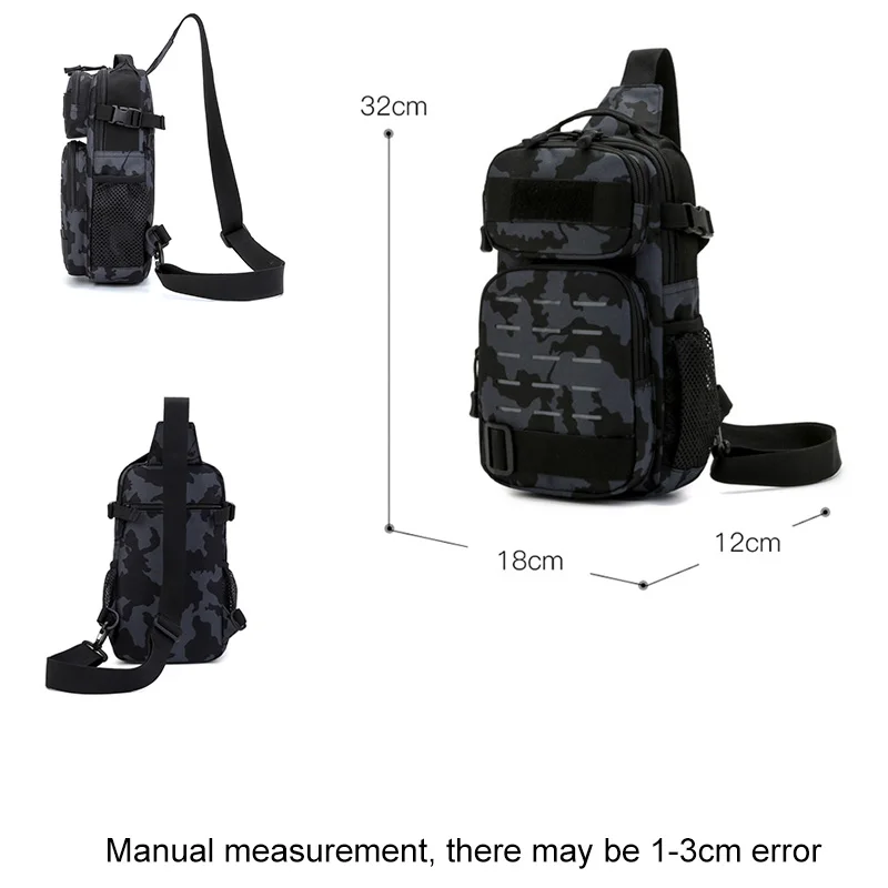 Tactical Sling Shoulder Bags Waterproof Night Reflective Strip Pack EDC New Molle Chest Bag 10L Capacity Wear-resisting black 3