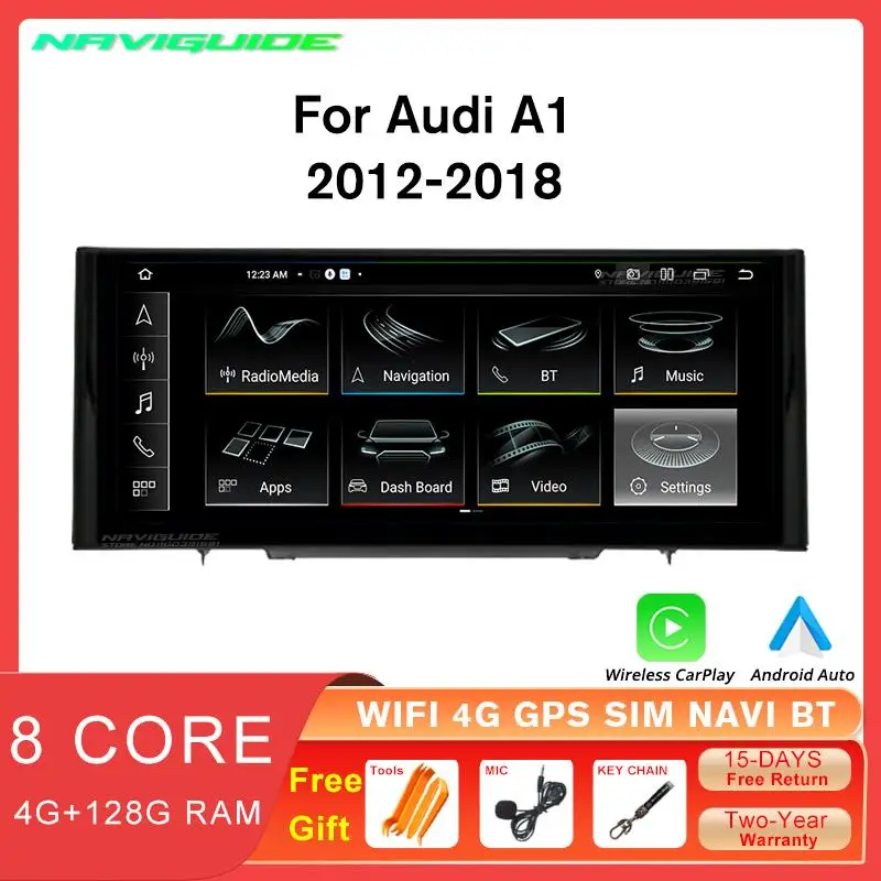 

NAVIGUIDE 10.25" Android 12 Car Radio For Audi A1 LHD 2012-2018 RMC HN+R Car Multimedia Player Carplay Headunit GPS Bluetooth