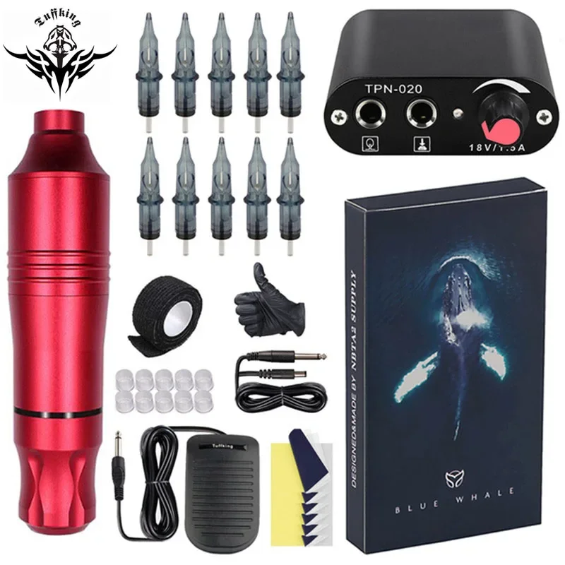 Complete Tattoo Machine Kits Tattoo Power Supply Rotary Pen With Cartridge Needles Permanent Make-Up Machine For Body Art