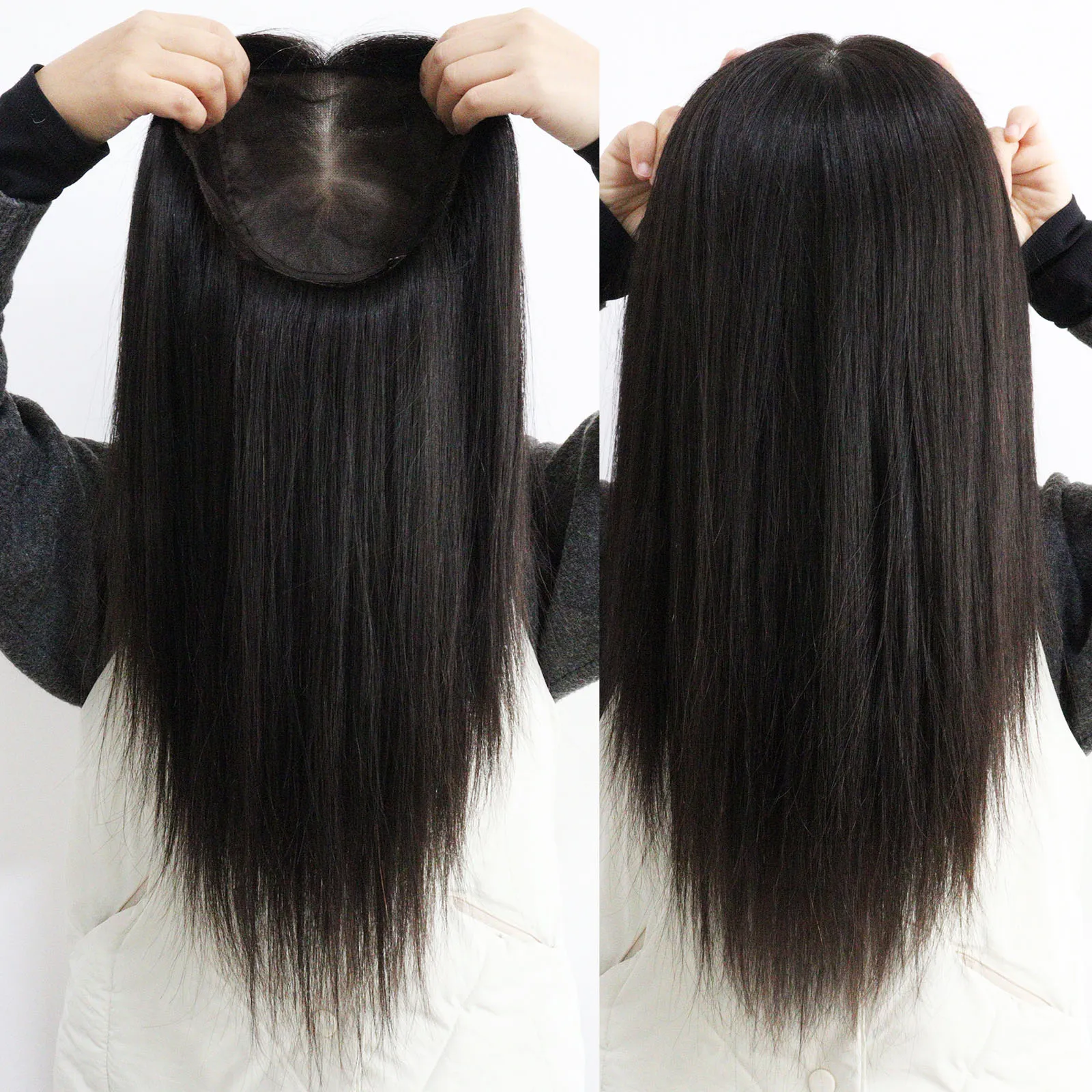 Human Hair Wigs Silk Base Full Lace Wig Hand Tied Real Remy European Hair Natural Scalp Look Light Thin Breathable Pre-Plucked for Women