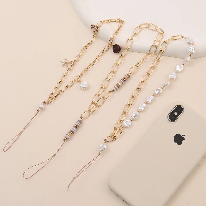 2022-New-Classic-Metal-Pearl-Cellphone-Chains-Lanyard-Pentagram-Beaded ...