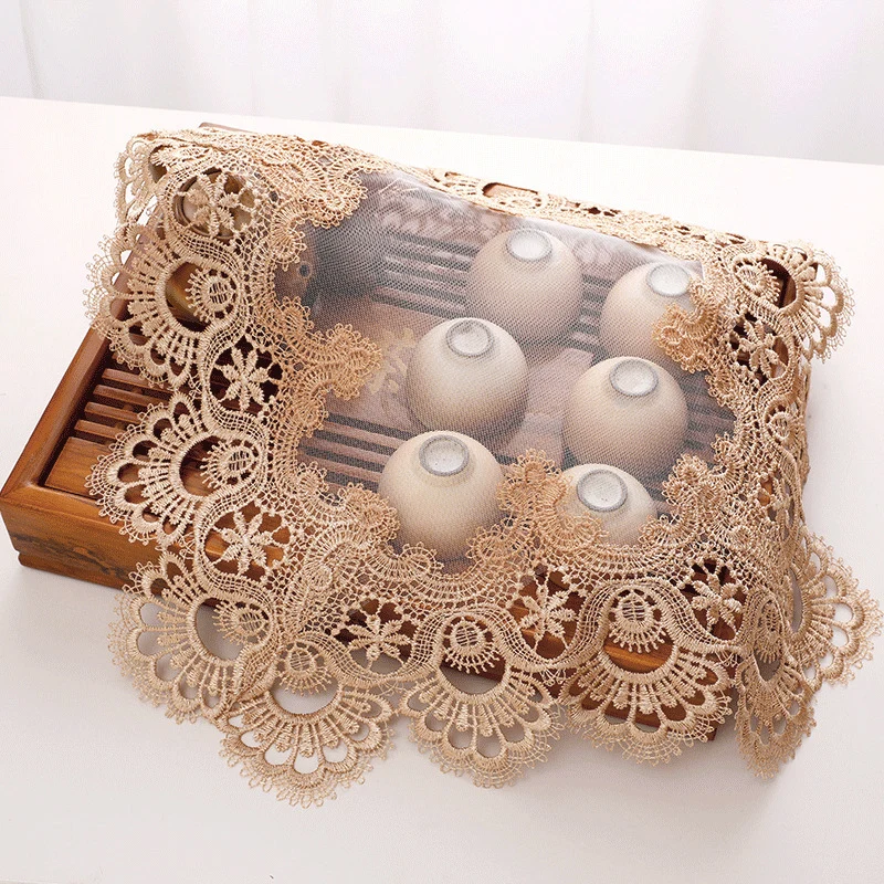 Embroidered Tablecloth European Bedside Table Cover Table Flag TV Cabinet Decoration Lace Microwave Tablewares Dust Cover