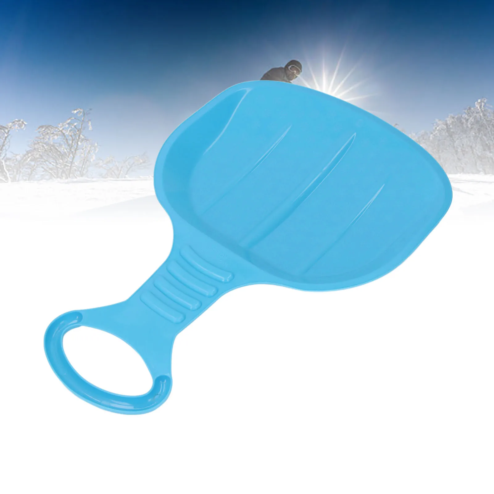 Skiing Board with Handle Snow Sled Board with Handle Wear Resistant Thickened Downhill Sled for Kids Snow Grass Sand Boarding