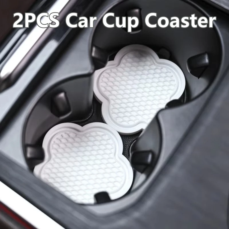 Car Cup Coaster Flower Shaped Silicone Waterproof Non-Slip Sift-Proof Spill Saucer Auto Interior Anti-skid Cup Holders 2PCS cup holder coasters car coaster pads