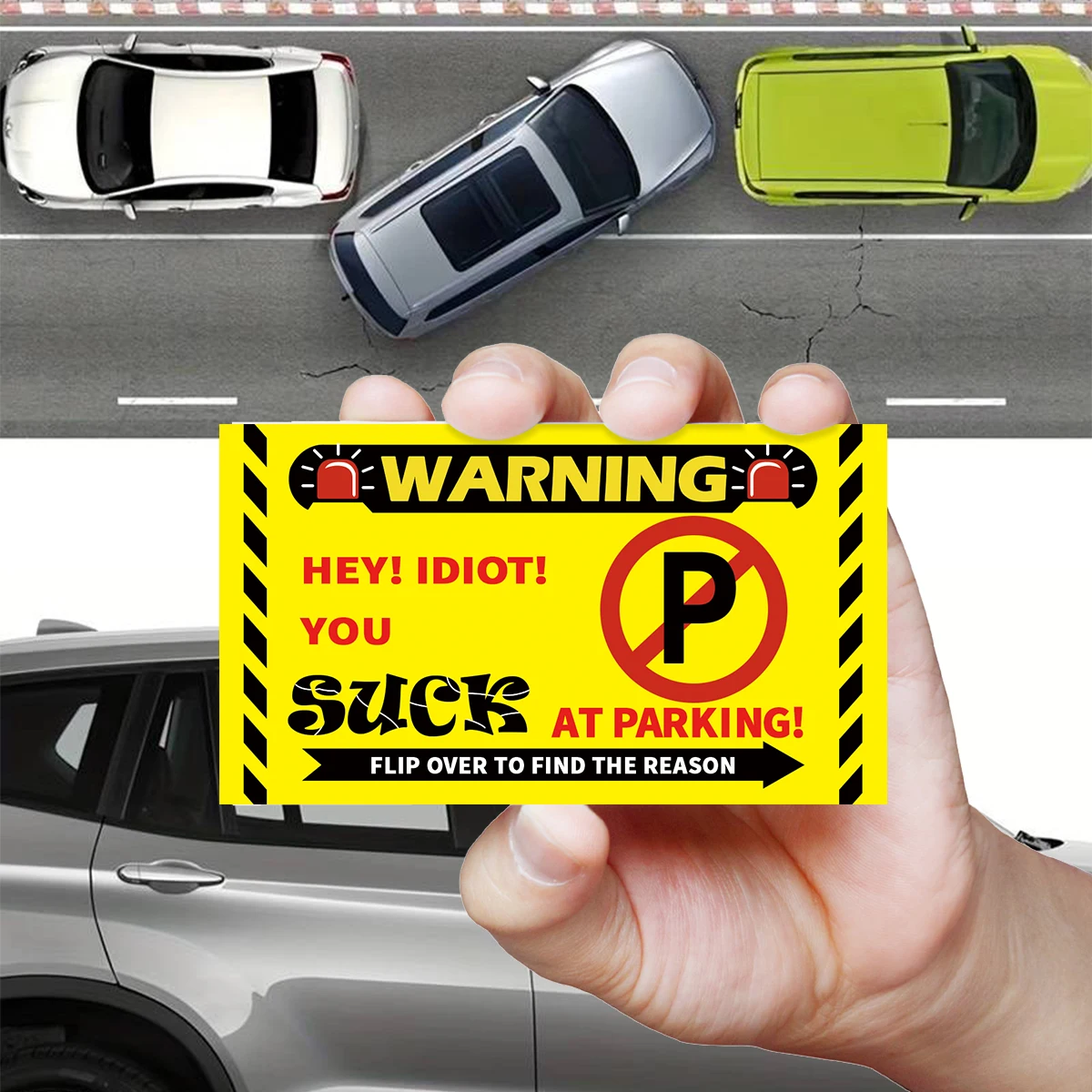 50pcs No Permit Area Violation Warning Notice Card You Parked Like An Idiot Business Cards Writable Bad Parking Cards for Car parking cards