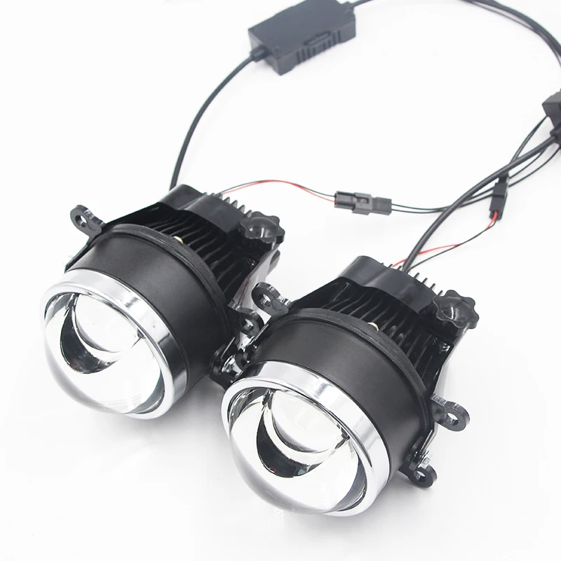 

2021 New White and Yellow Two-Color Matrix Function 3.0led Fog Light Lens Highlight Spotlight Universal Fog Light Lens