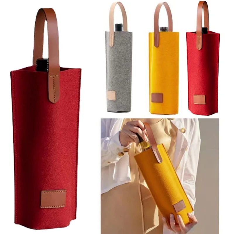 

Wine Bag felt Single Bottle Insulated Tote Bottle Wine Carrier Bag Padded Wine Cooler Gift for Wine Lovers or Wedding
