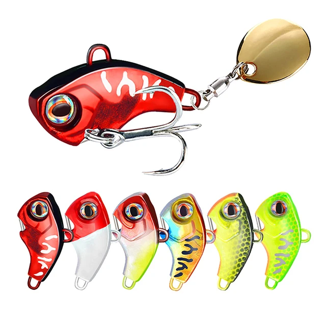 1Pcs Rotating Metal VIB Vibration Bait Spinner Spoon Fishing Lures