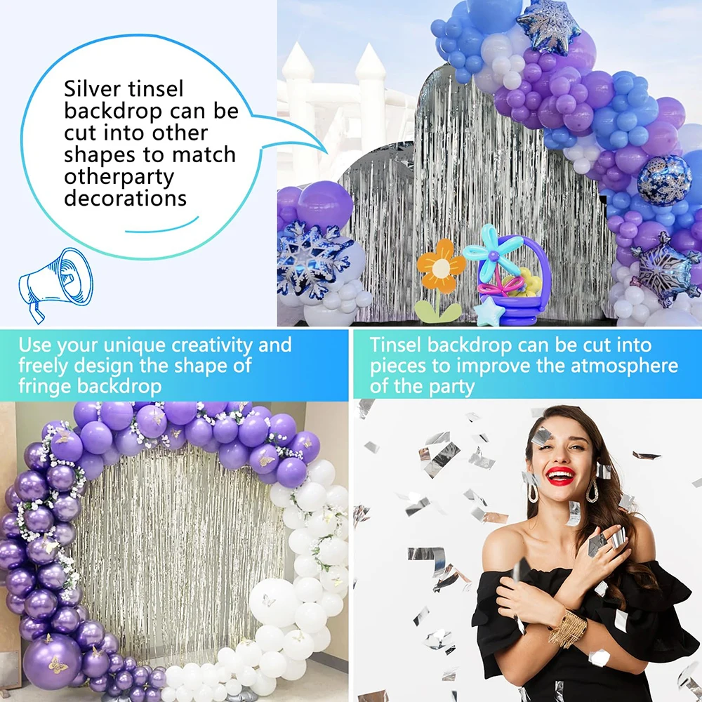 2er-Pack Blau-Schwarzer Folien-Vorhang Hintergrund 1x2m Schwarz-Blau Lametta Party-Girlanden Hochzeit Geburtstag Brautparty Dekoration – Detail 19