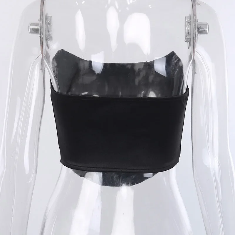 Sexy Corsets Tube Tops Fashion Solid Color Off The Shoulder Strapless Bustier Bra Vintage Lady Low Cut Satin Crop Top