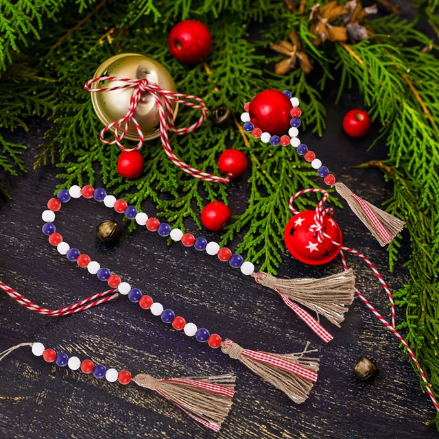 Extra Long Red Bead Garland, Plastic Red Bead String, Fixed Red