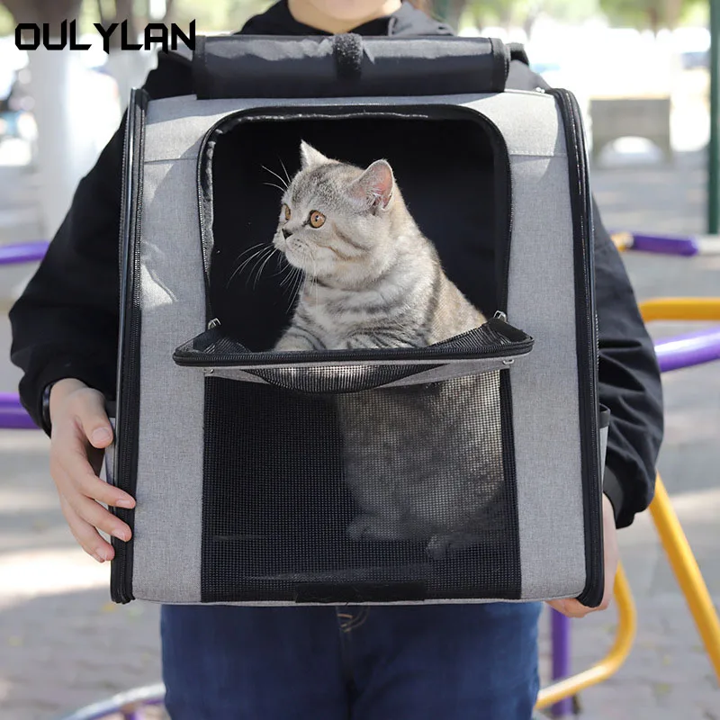 Pet Carrier Bag Cat Bag Pets Backpack Outgoing Carry Cats Double Shoulder Bag Travel Breathable Large Capacity Pet Supplies
