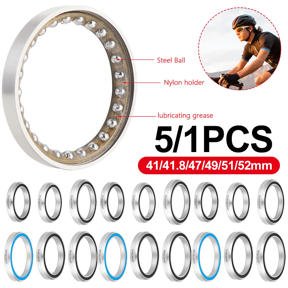 5/1pcs Bike Headset Bearings Bicycle Headset Bearing Steel For 41/41.8/47/49/51/52mm Mountain Bike Accessories