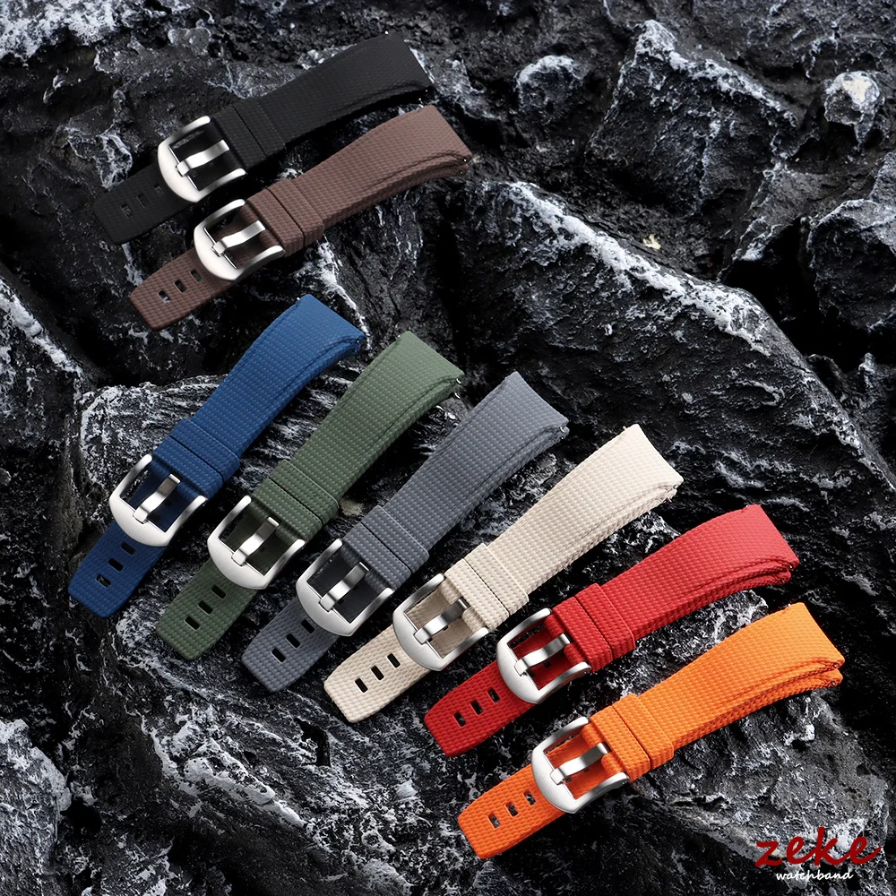 Premium Curved End Rubber Watch Strap - Versatile FKM Design