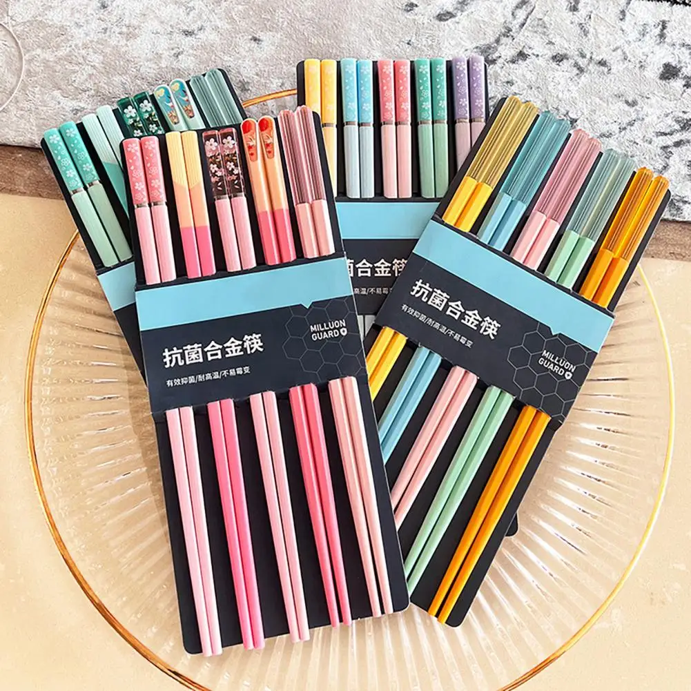5PairsReusablePlasticChopsticksBPAFreeDishwasherSafeNonSlip