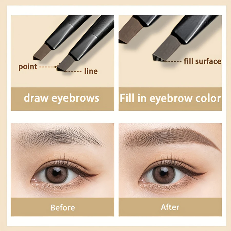 Waterproof Matte Double-Ended Eyebrow Pen with Brush – Long-Lasting Brown Tint