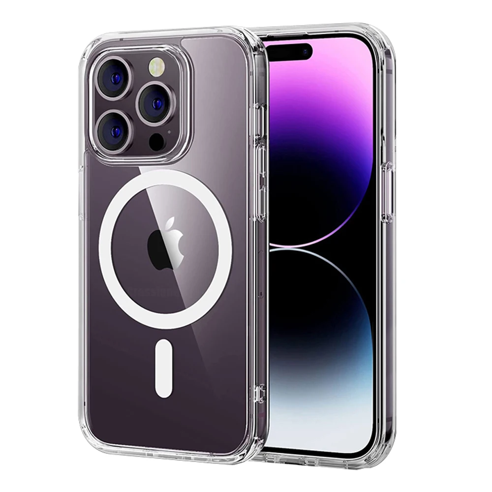 Clear Phone Case For iPhone 15 13 12 11 14 Pro Max For Magsafe Magnetic Wireless Charging Case XR XS Max Cover Protective Shell