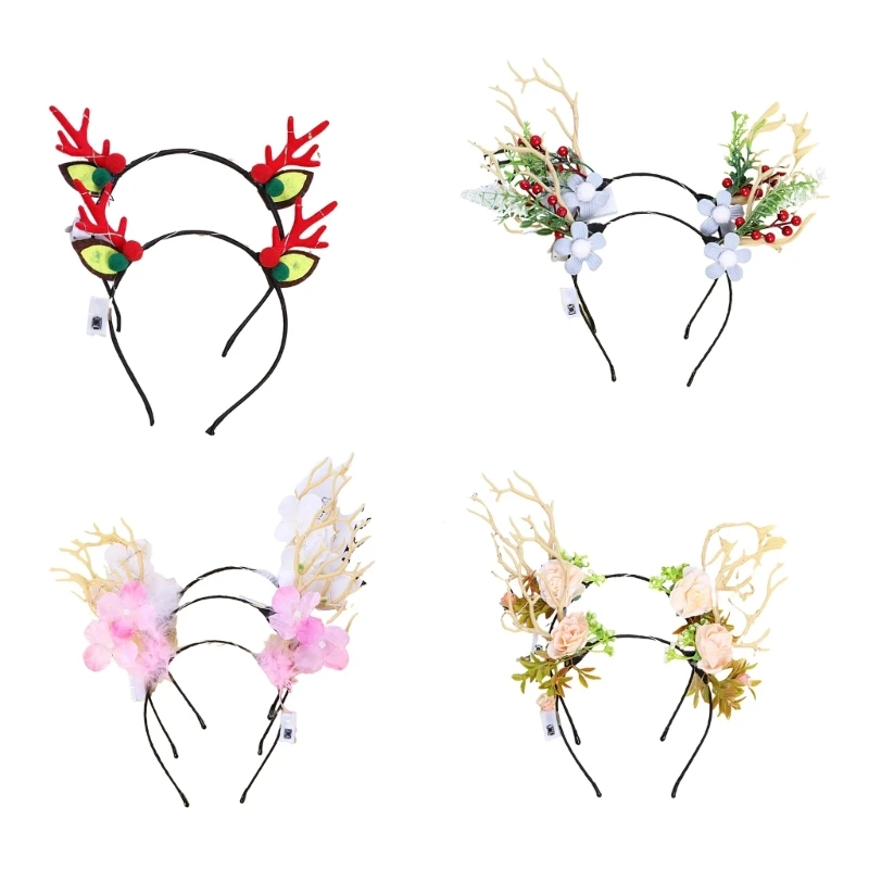 

Festive Light Up Antler Headbands Hair Accessories for Christmas Dress up