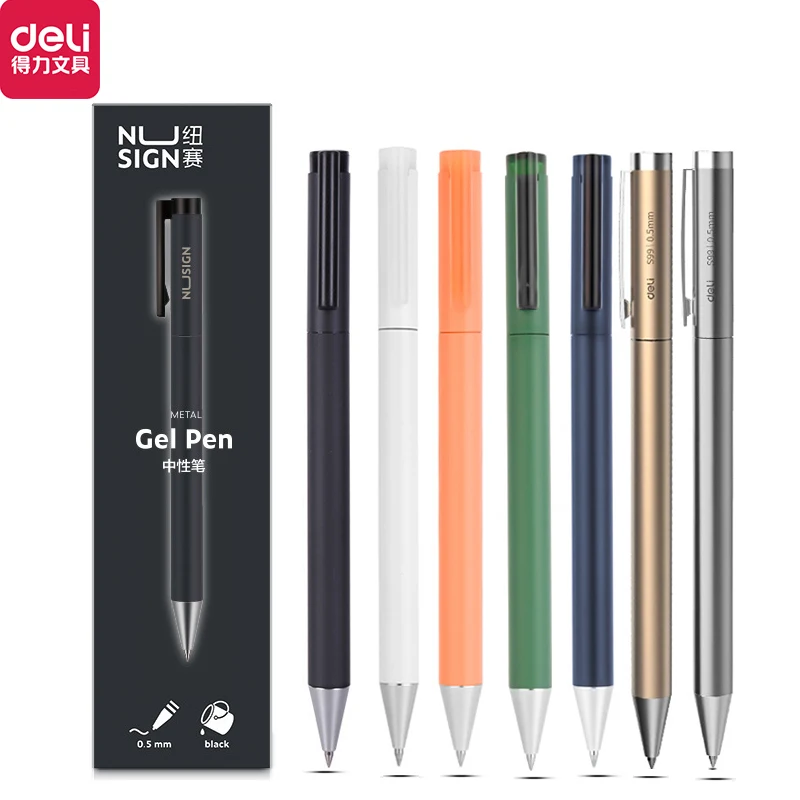 Deli Nusign Metal Gel Pen Set Sign Pen Rollerball Pучка Caneta Gel 0.5MM PREMEC Switzerland Refill Office School Supplier коврик для мыши deli nusign ns816 серебристый