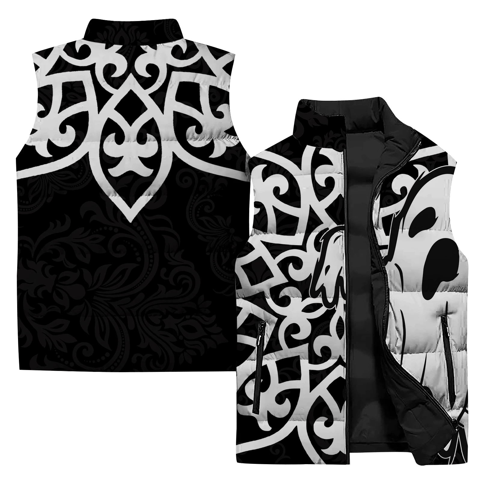 thumbnail image 1 of Chaqueta sin mangas con cuello alto para hombre, chaleco con estampado de arte abstracto en 3D, para deportes al aire libre, resistente al viento, con bolsillo y cremallera, nuevo estilo 2024, 1 of 4