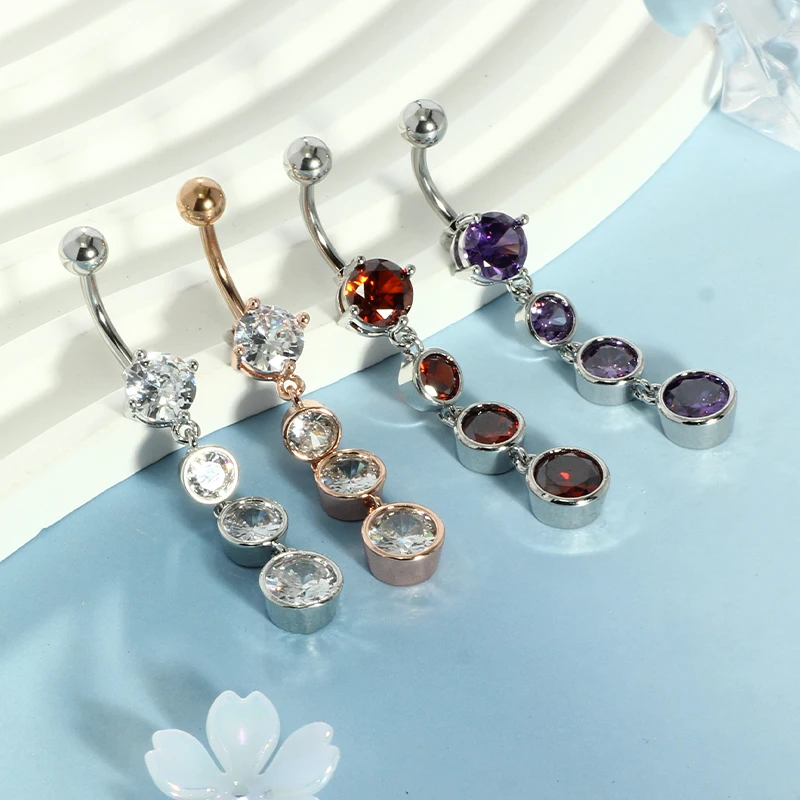 Hot sales 50pcs mix color belly navel rings for women 14g stainless steel dangle belly button rings