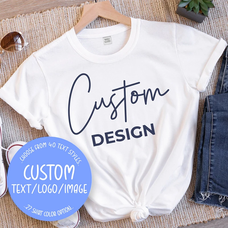 Premium Custom T Shirt 100% Cotton Diy Customize Printing Your Own Photo Photo Logo TShirt Tank Women Famliy Team Tee Shirt Gif 1
