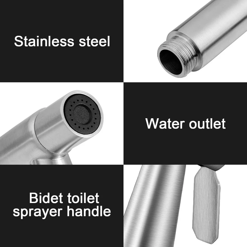 Bathroom Stainless Steel Faucet Spray Handheld Toilet Bidet Faucet Stainless Steel Hand Bidet Sprayers Brushed Water Sprayer 3