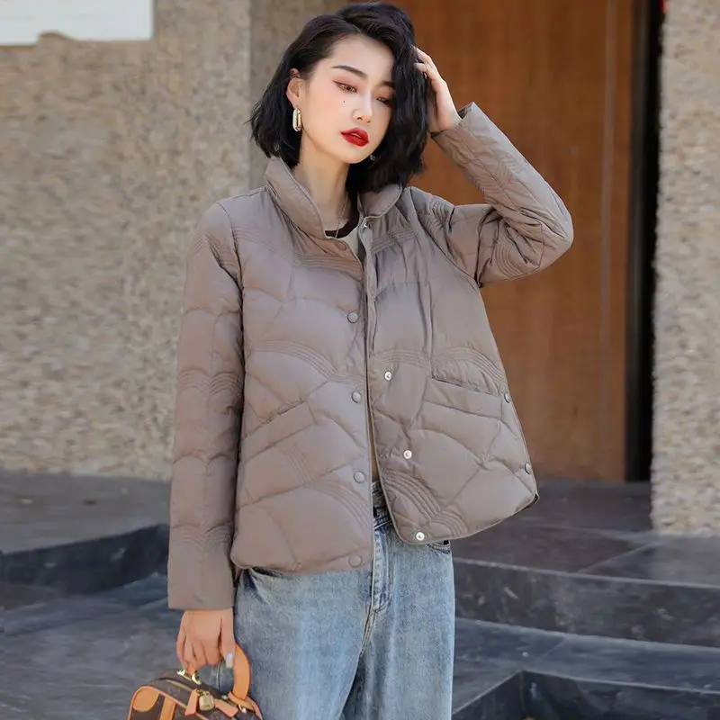 Winter Women Clothing Down Jackets Warm Lightweight Coats Quilted Jacket Parkas Single-breasted Long Sleeves Korean Chic