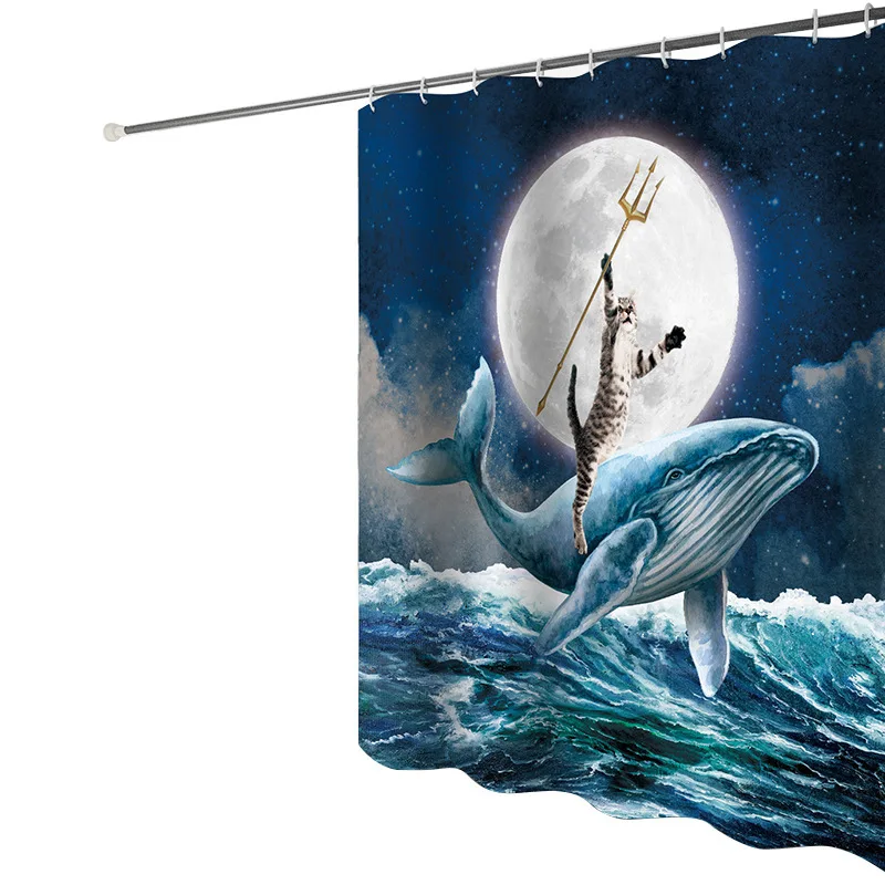 Bathroom curtain 3D digital printing, home, bathroom partition curtain, bathroom decoration, waterproof and mold resistant 5