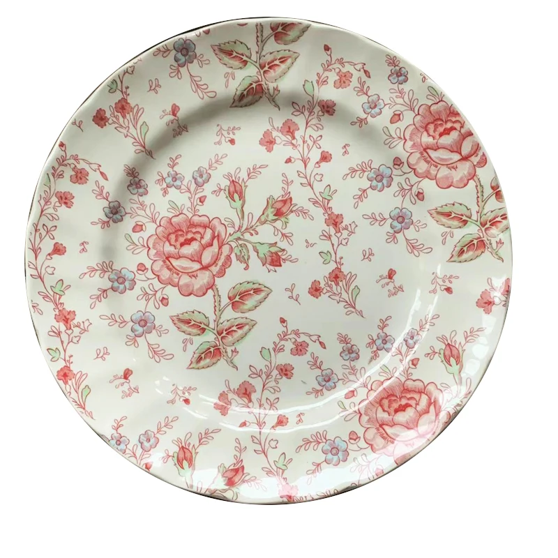Creative Ceramic Plate Set French Retro Floral Relief Western Restaurant Dinner Plates Afternoon Tea Desktop Home Teacup Sets