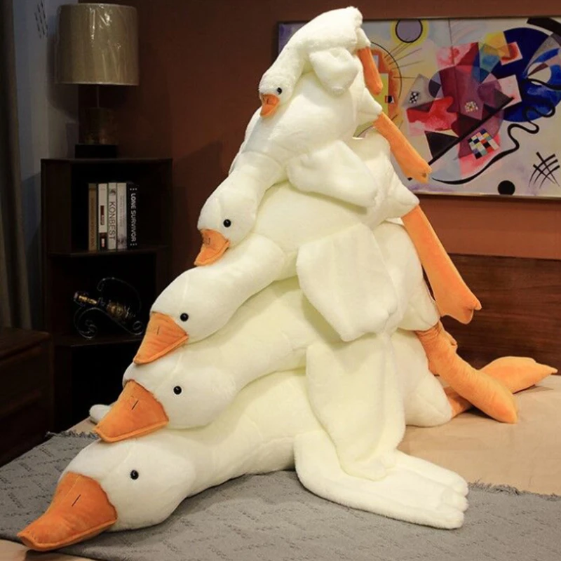 

Gaint White Goose Plush Toy Super Soft Goose Stuffed Animals Plushie Huging Pillow Yellow Duck Peluche Birthday Gifts for Kids