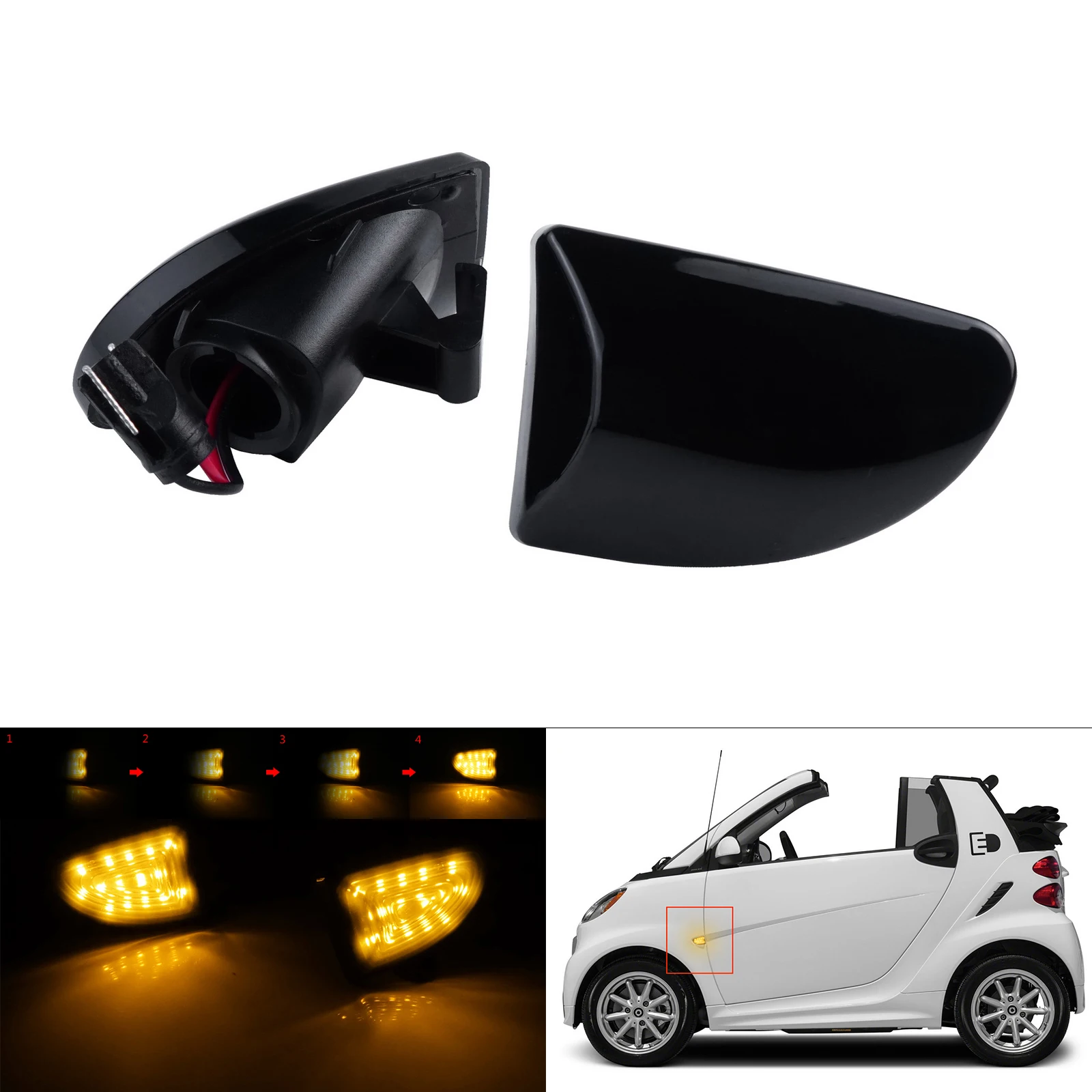 

Для Smart Fortwo Cabrio W451, динамический Светодиодный Боковой ретранслятор, Световой индикатор 2007-2014