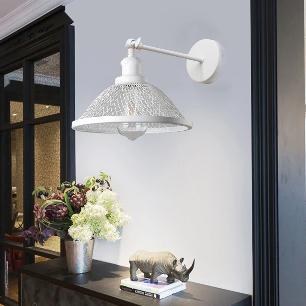 retro wall light black metal cage for hallway