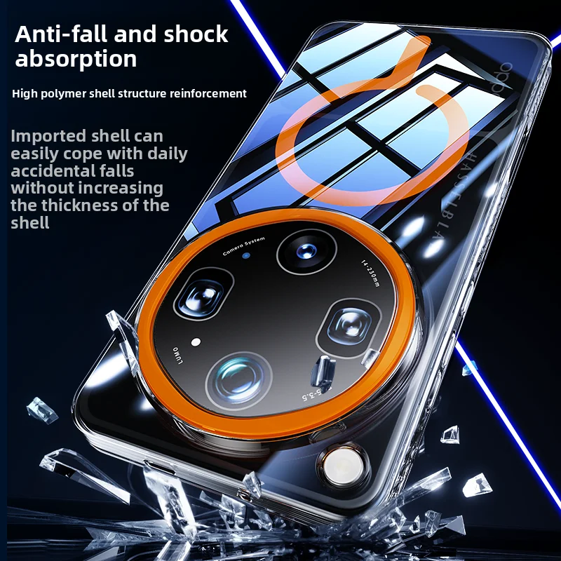 Enhanced Transparent Magnetic Wireless Charging Protective Back Cover Case