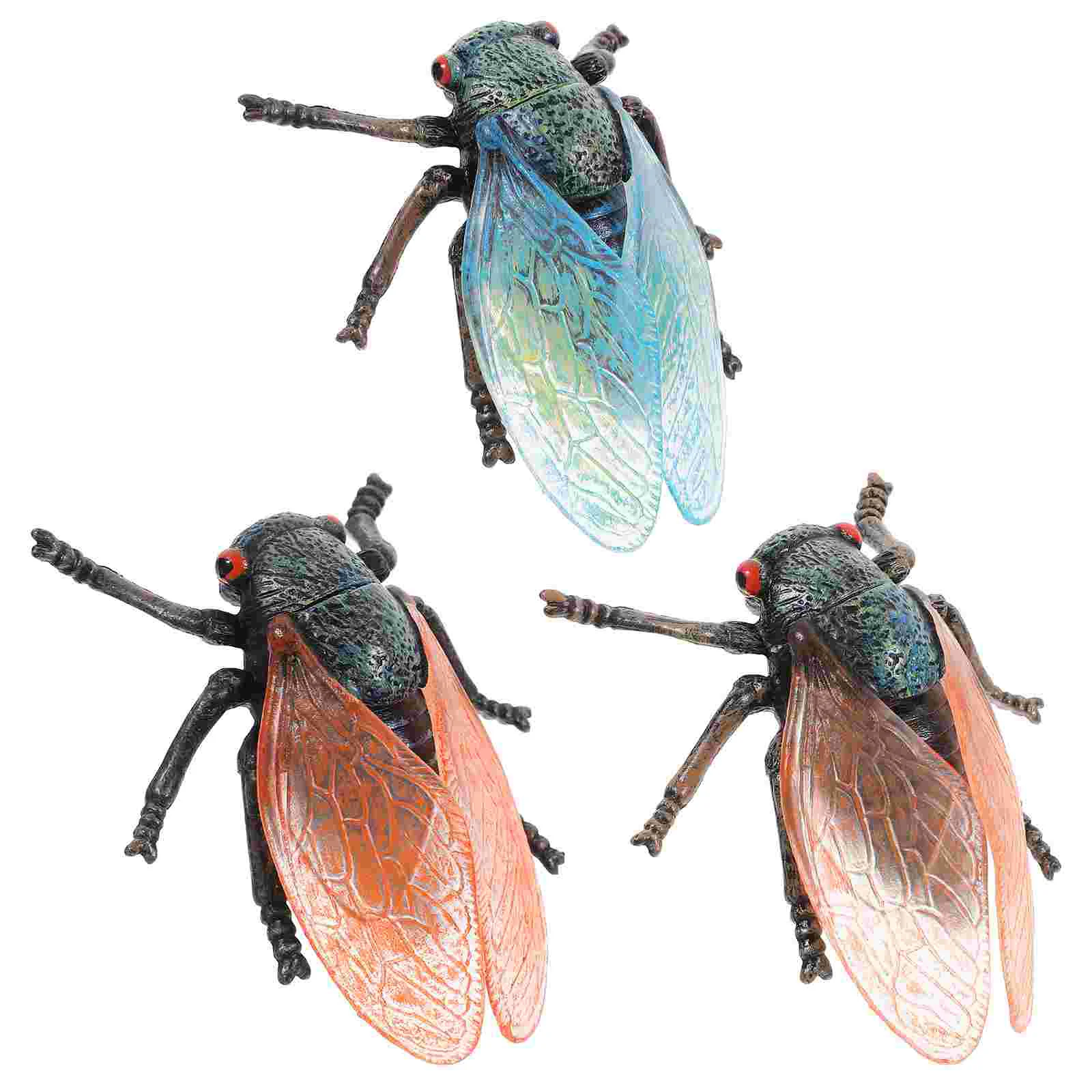 

3 Pcs Micro Landscape Model Craft Figurine Decor Indoor Desktop Plastic Cicada Decoration Decorate Adornment Small
