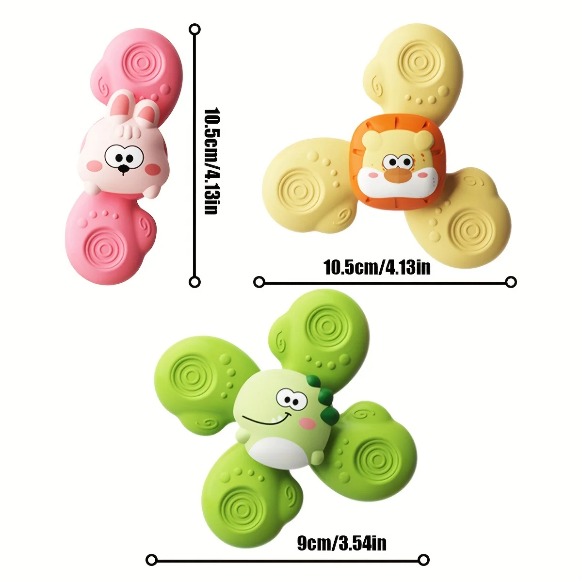 3pcs Suction Cup Spinning Top Toys, Suction Spinner Toys For Babies, Window Suction Toys For Baby High Chair Tray Bath Table Air - 2