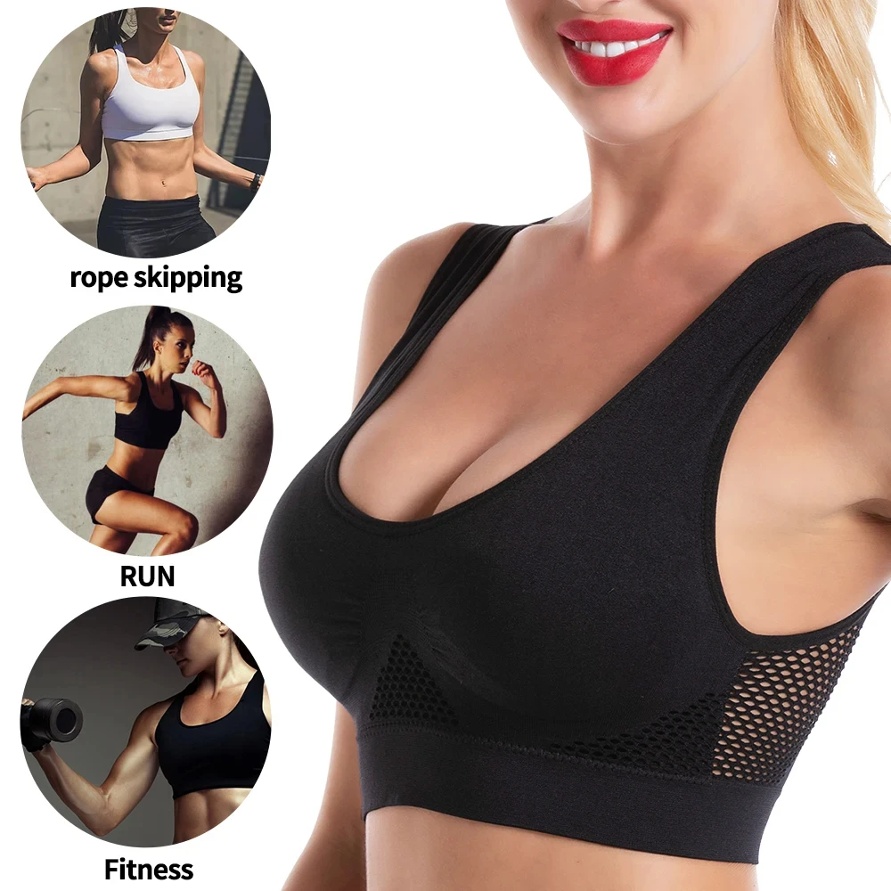 M-5xl Sports Bras And Panty Sets Women Push Up Breathable Women's Tops Hollow Out Unwired Sexy Lingerie Solid Color Brassiere