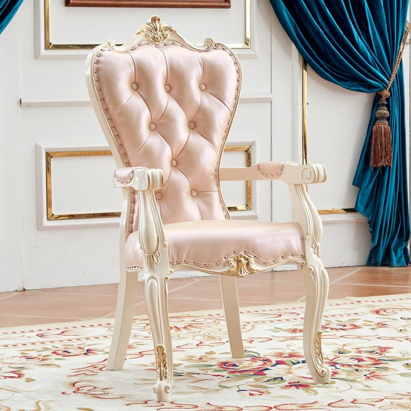 European Solid Wood Dining Chair Princess Lazy Throne Luxury Lounge Chair Fashion Butterfly Ergonomic Muebles Entrance Furniture